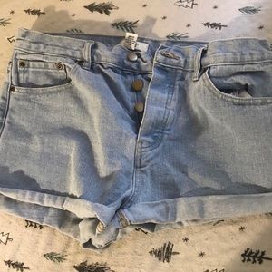 High waisted denim shorts